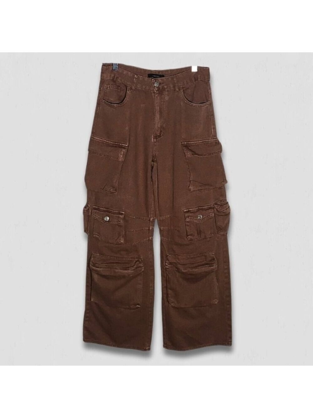 Forever 21 Brown Cargo Carpenter Wide Leg High Rise Pants